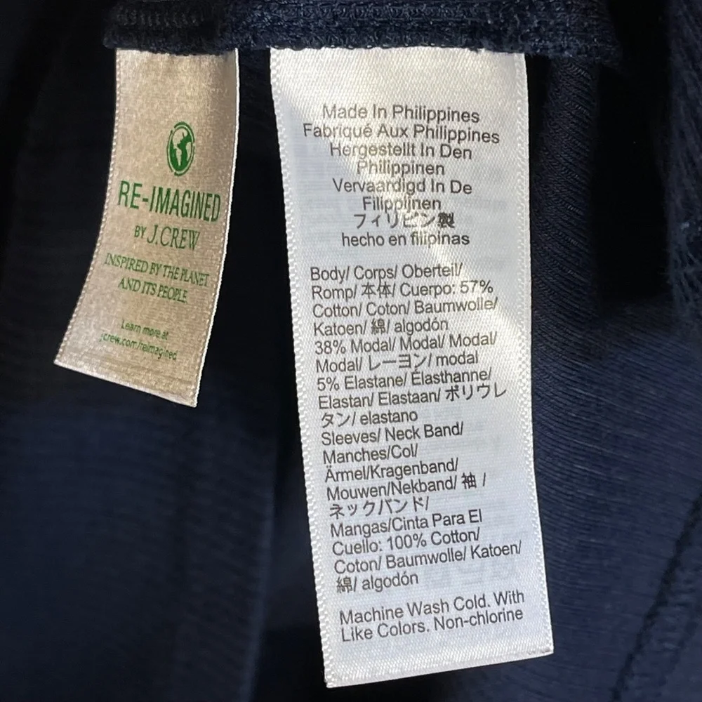 J. Crew Dark Blue Puff Sleeve Blouse